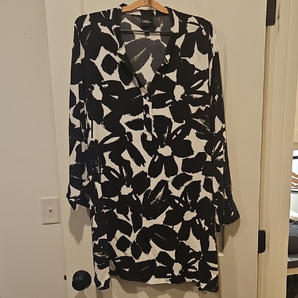 Ulla Popken Abstract Black and White Tunic - 20/22